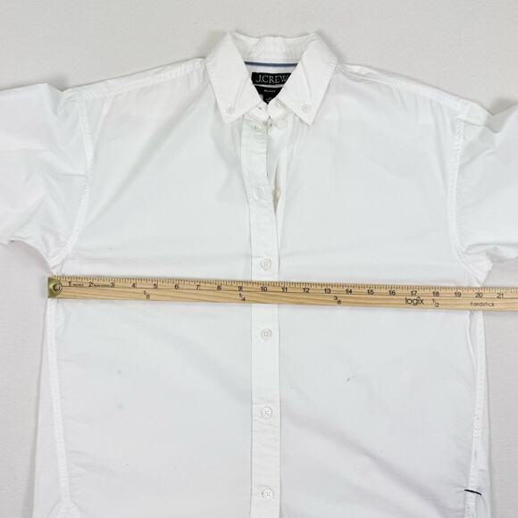 J Crew Shirt Womens 00 White Relaxed Fit Washed Cotton Poplin Long Sleeve - Picture 14 of 15